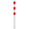 Barrier posts | Steel tube 70 x 70 mm | stationary, for casting in concrete | hot-dip galvanized and white coated withthree red reflecting stripes | without eyelet